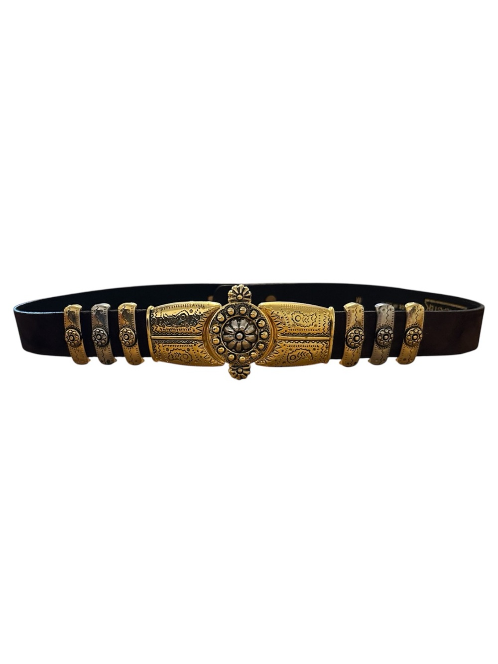 Vintage Doncaster Brown Suede Belt with Gold/Silver Cable Buckle